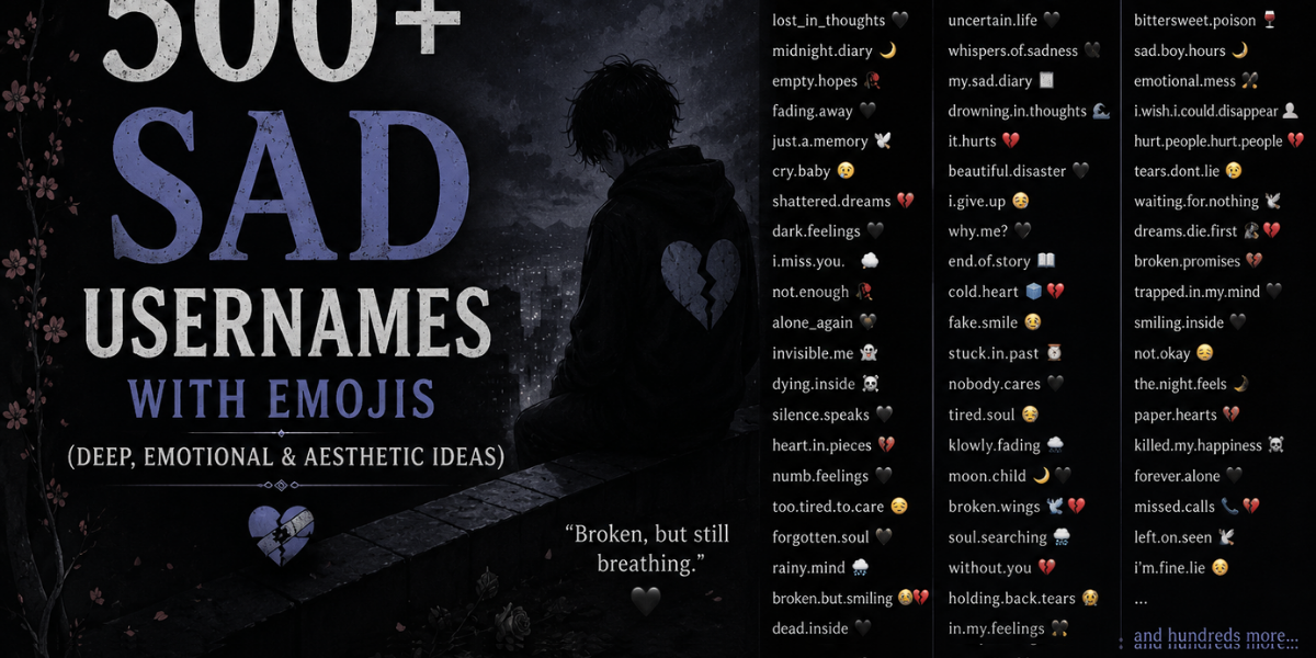 500+ Sad Usernames with Emojis (Deep, Emotional & Aesthetic Ideas)