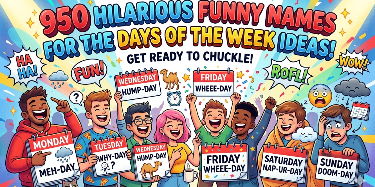 950 Hilarious Funny Names for the Days of the Week Ideas