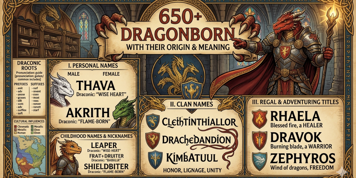 650+ Dragonborn Names with Their Origin and Meaning
