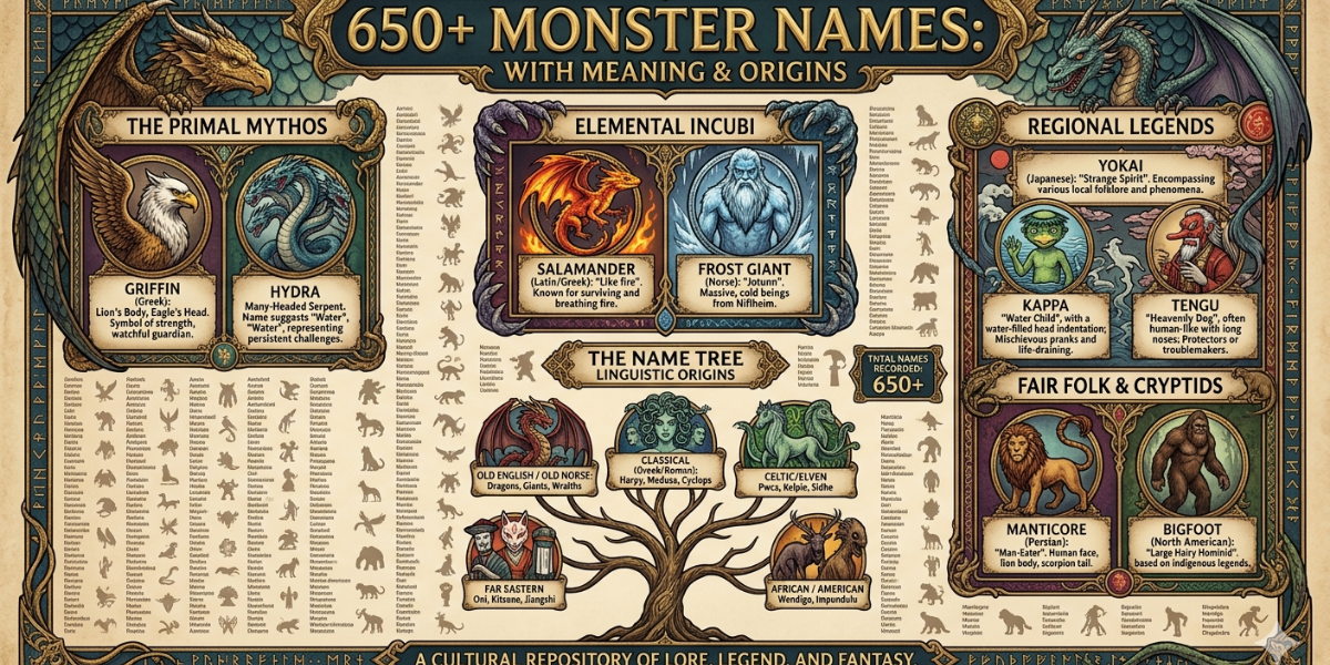650+ Monster Names with Meaning and Their Origins