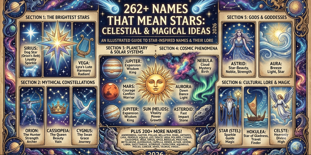 262+ Names That Mean Stars Celestial & Magical Ideas 2026